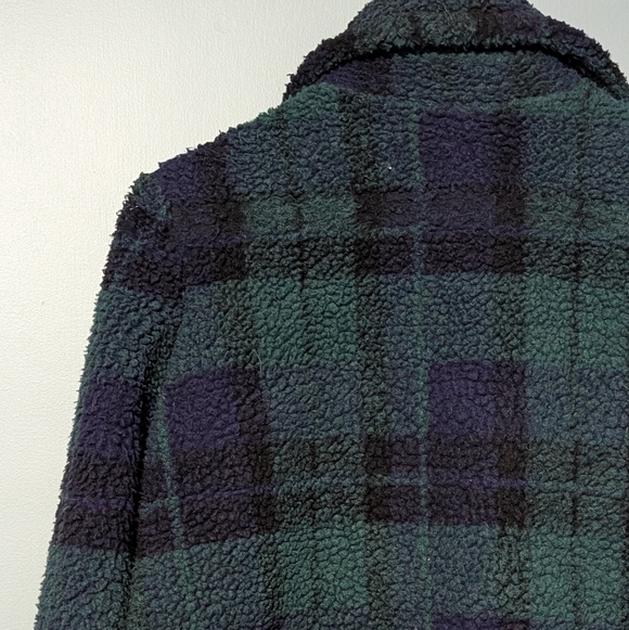 Belle Vere Teddy Bouclé Double Breasted Oversized Coat Tartan Plaid Preppy - Picture 11 of 12